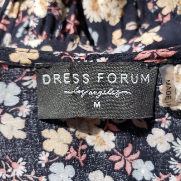 Dress Forum Los Angeles Floral Spaghetti Strap Dress Women's Medium Navy Mini - Picture 5 of 9